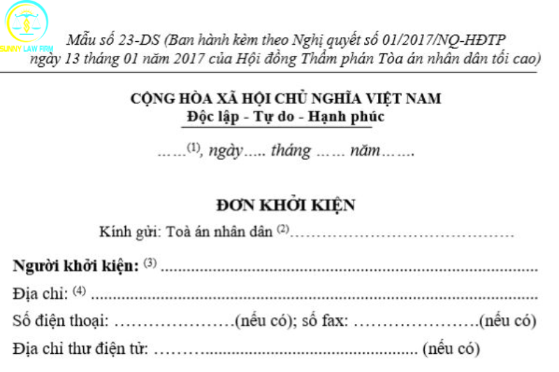 ĐƠN KHỞI KIỆN 7 đơn khởi kiện